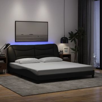 vidaXL Lovos rėmas su LED be čiužinio, Hvar, juodos spalvos, 180x200 cm