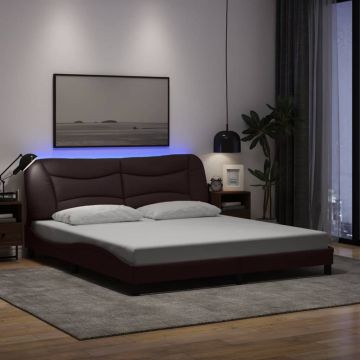 vidaXL Lovos rėmas su LED be čiužinio, Hvar, tamsiai rudas, 180x200 cm