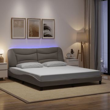 vidaXL Lovos rėmas su LED be čiužinio, Hvar, taupe spalvos, 180x200cm, audinys