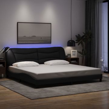 vidaXL Lovos rėmas su LED be čiužinio, Hvar, juodos spalvos, 200x200 cm