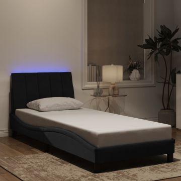 vidaXL Lovos rėmas su LED be čiužinio, Hanko, juodos spalvos, 80x200cm, aksomas