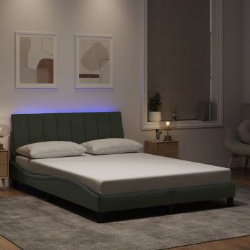 vidaXL Lovos rėmas su LED be čiužinio, Hanko, šviesiai pilkas, 120x200cm, aksomas