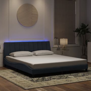 vidaXL Lovos rėmas su LED be čiužinio, Hanko, tamsiai pilkos spalvos, 180x200cm, aksomas