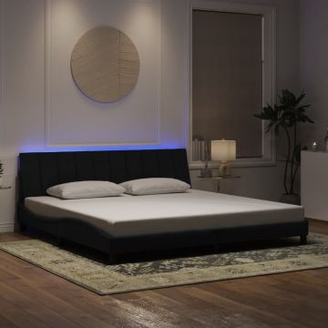 vidaXL Lovos rėmas su LED be čiužinio, Hanko, juodos spalvos, 200x200cm, aksomas