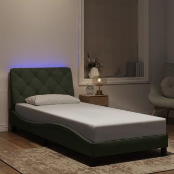 vidaXL Lovos rėmas su LED be čiužinio, šviesiai pilkas, 80x200cm, aksomas