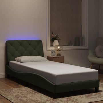 vidaXL Lovos rėmas su LED be čiužinio, šviesiai pilkas, 90x190cm, aksomas