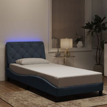 vidaXL Lovos rėmas su LED be čiužinio, tamsiai pilkas, 90x200cm, aksomas