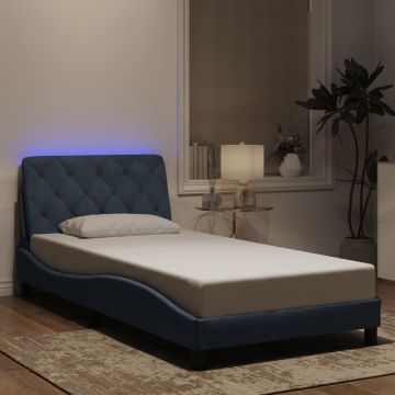 vidaXL Lovos rėmas su LED be čiužinio, tamsiai pilkas, 100x200cm, aksomas