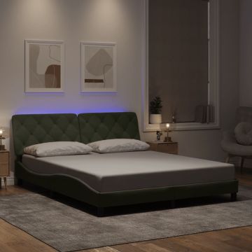 vidaXL Lovos rėmas su LED be čiužinio, šviesiai pilkos spalvos, 160x200cm, aksomas