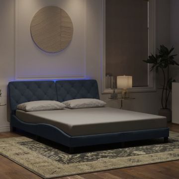vidaXL Lovos rėmas su LED be čiužinio, tamsiai pilkos spalvos, 160x200cm, aksomas