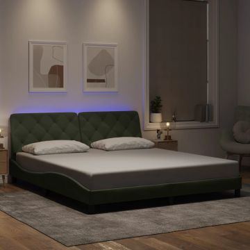 vidaXL Lovos rėmas su LED be čiužinio, šviesiai pilkos spalvos, 180x200cm, aksomas