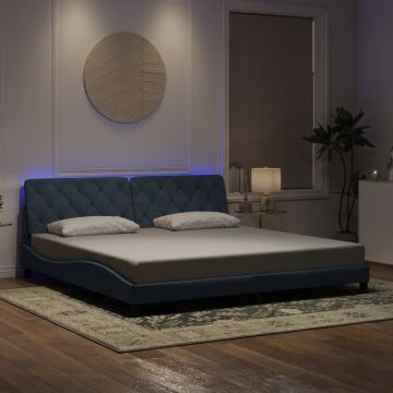 vidaXL Lovos rėmas su LED be čiužinio, tamsiai pilkos spalvos, 200x200cm, aksomas