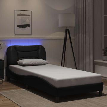 vidaXL Lovos rėmas su LED be čiužinio, Hvar, juodos spalvos, 80x200cm