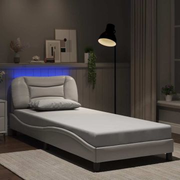 vidaXL Lovos rėmas su LED be čiužinio, Hvar, baltos spalvos, 80x200cm