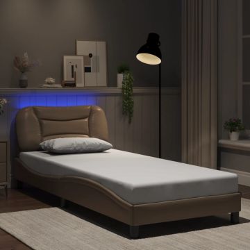 vidaXL Lovos rėmas su LED be čiužinio, Hvar, kapučino spalvos, 90x200cm