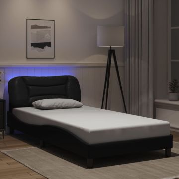 vidaXL Lovos rėmas su LED be čiužinio, Hvar, juodos spalvos, 100x200cm