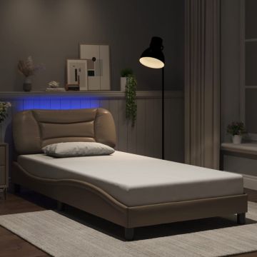 vidaXL Lovos rėmas su LED be čiužinio, Hvar, kapučino spalvos, 100x200cm