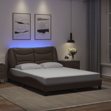 vidaXL Lovos rėmas su LED be čiužinio, Hvar, rudos spalvos, 120x200cm