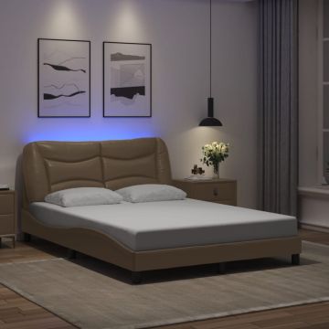 vidaXL Lovos rėmas su LED be čiužinio, Hvar, kapučino spalvos, 120x200cm