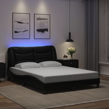 vidaXL Lovos rėmas su LED be čiužinio, Hvar, juodos spalvos, 140x190cm