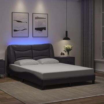 vidaXL Lovos rėmas su LED be čiužinio, Hvar, pilkos spalvos, 140x190cm