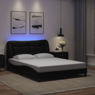 vidaXL Lovos rėmas su LED be čiužinio, Hvar, juodos spalvos, 140x200cm