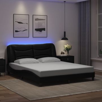vidaXL Lovos rėmas su LED be čiužinio, Hvar, juodos spalvos, 160x200cm