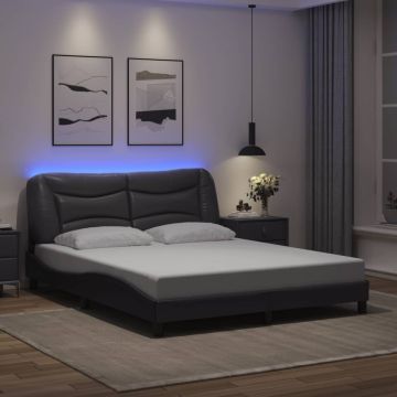vidaXL Lovos rėmas su LED be čiužinio, Hvar, pilkos spalvos, 160x200cm