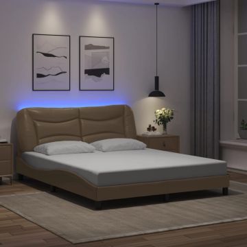 vidaXL Lovos rėmas su LED be čiužinio, Hvar, kapučino spalvos, 160x200cm