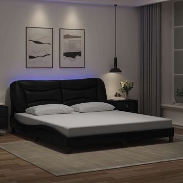 vidaXL Lovos rėmas su LED be čiužinio, Hvar, juodos spalvos, 180x200cm