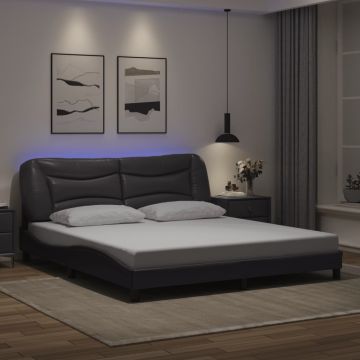 vidaXL Lovos rėmas su LED be čiužinio, Hvar, pilkos spalvos, 180x200cm