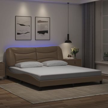 vidaXL Lovos rėmas su LED be čiužinio, Hvar, kapučino spalvos, 180x200cm