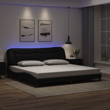 vidaXL Lovos rėmas su LED be čiužinio, Hvar, juodos spalvos, 200x200cm