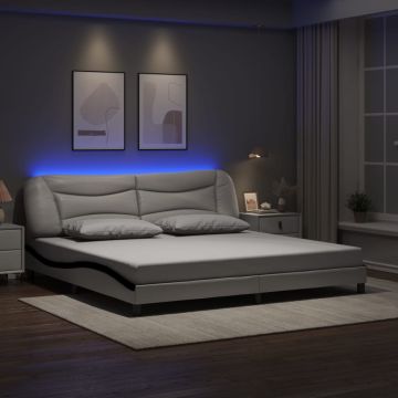 vidaXL Lovos rėmas su LED be čiužinio, Hvar, baltas ir juodas, 200x200cm
