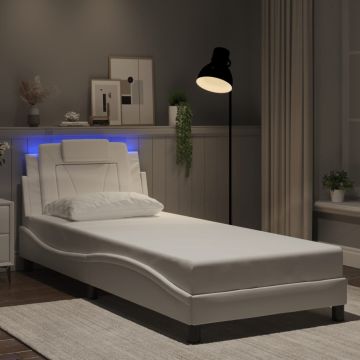 vidaXL Lovos rėmas, Viana, su LED be čiužinio, baltos spalvos, 80x200cm