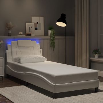 vidaXL Lovos rėmas, Viana, su LED be čiužinio, baltos spalvos, 90x190cm