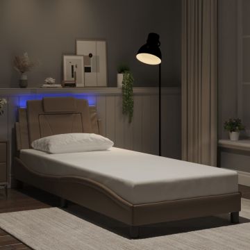 vidaXL Lovos rėmas, Viana, su LED be čiužinio, kapučino spalvos, 90x190cm