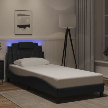 vidaXL Lovos rėmas, Viana, su LED be čiužinio, juodos spalvos, 90x200cm