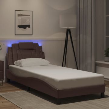 vidaXL Lovos rėmas, Viana, su LED be čiužinio, rudos spalvos, 90x200cm