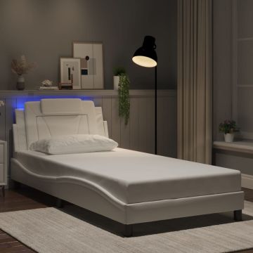 vidaXL Lovos rėmas, Viana, su LED be čiužinio, baltos spalvos, 100x200cm