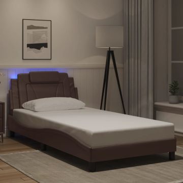 vidaXL Lovos rėmas, Viana, su LED be čiužinio, rudos spalvos, 100x200cm