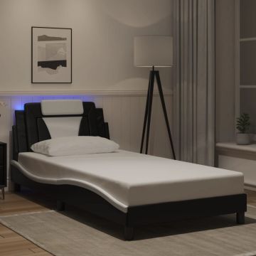 vidaXL Lovos rėmas, Viana, su LED be čiužinio, juodas ir baltas, 100x200cm