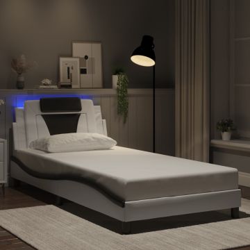 vidaXL Lovos rėmas, Viana, su LED be čiužinio, baltas ir juodas, 100x200cm