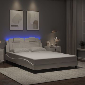 vidaXL Lovos rėmas, Viana, su LED be čiužinio, baltos spalvos, 120x200cm