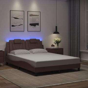 vidaXL Lovos rėmas, Viana, su LED be čiužinio, rudos spalvos, 120x200cm