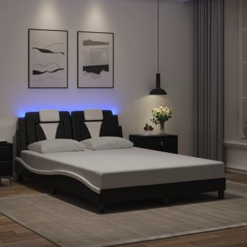 vidaXL Lovos rėmas, Viana, su LED be čiužinio, juodas ir baltas, 120x200cm