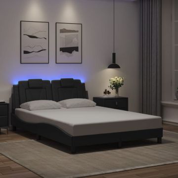 vidaXL Lovos rėmas, Viana, su LED be čiužinio, juodos spalvos, 140x190cm