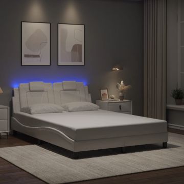 vidaXL Lovos rėmas, Viana, su LED be čiužinio, baltos spalvos, 140x190cm