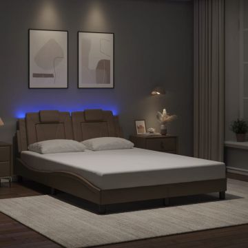 vidaXL Lovos rėmas, Viana, su LED be čiužinio, kapučino spalvos, 140x190cm
