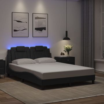 vidaXL Lovos rėmas, Viana, su LED be čiužinio, juodos spalvos, 140x200cm
